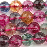 Maxbell 4mm Multi-color Tourmaline Dyed Quartz Round Gemstone Loose Beads Strand 16 Inch