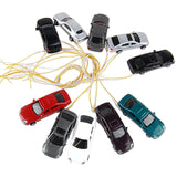 Maxbell 8x10Pcs Flaring Light Painted Model Cars w/ Wires Scale N (1 to 150) EC150-3