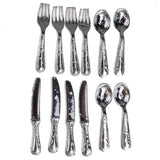 Maxbell Set Stainless Steel Metal Tableware Dollhouse Miniature + 6pcs Wine Bottles Set