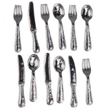Maxbell 2 Sets 24 Stainless Steel Dollhouse Miniature Dining Tableware Fork Spoon Set