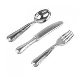 Maxbell Dollhouse miniature 15 porcelain tea set +12Pcs Stainless Steel knife fork spoon