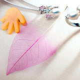 Maxbell 4x50Pcs Natural Magnolia Skeleton Leaf Leaves Card Scrapbook - Pink White
