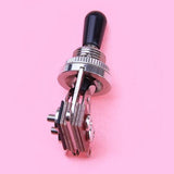 Maxbell 2x Cream/Black Tip 3-way Toggle Switch Tip for Les Paul Electric Guitar Silver