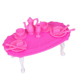 Maxbell Dining Room Furniture Dining Table Set for Barbie Doll Shocking Pink & White