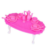 Maxbell Dining Room Furniture Dining Table Set for Barbie Doll Shocking Pink & White