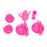 Maxbell Dining Room Furniture Dining Table Set for Barbie Doll Shocking Pink & White