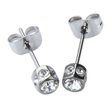 Maxbell 2pcs Diamante Crystal Cubic Zirconia Men Women Ear Stud Earrings Silver