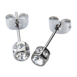 Maxbell 2pcs Diamante Crystal Cubic Zirconia Men Women Ear Stud Earrings Silver