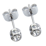 Maxbell 2pcs Diamante Crystal Cubic Zirconia Men Women Ear Stud Earrings Silver