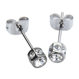 Maxbell 2pcs Diamante Crystal Cubic Zirconia Men Women Ear Stud Earrings Silver