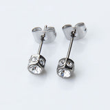 Maxbell 2pcs Diamante Crystal Cubic Zirconia Men Women Ear Stud Earrings Silver