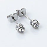 Maxbell 2pcs Diamante Crystal Cubic Zirconia Men Women Ear Stud Earrings Silver