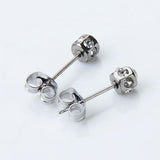 Maxbell 2pcs Diamante Crystal Cubic Zirconia Men Women Ear Stud Earrings Silver