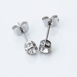 Maxbell 2pcs Diamante Crystal Cubic Zirconia Men Women Ear Stud Earrings Silver