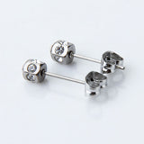 Maxbell 2pcs Diamante Crystal Cubic Zirconia Men Women Ear Stud Earrings Silver