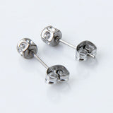Maxbell 2pcs Diamante Crystal Cubic Zirconia Men Women Ear Stud Earrings Silver