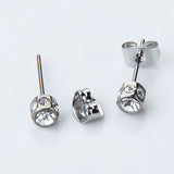 Maxbell 2pcs Diamante Crystal Cubic Zirconia Men Women Ear Stud Earrings Silver
