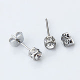 Maxbell 2pcs Diamante Crystal Cubic Zirconia Men Women Ear Stud Earrings Silver