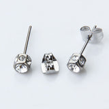 Maxbell 2pcs Diamante Crystal Cubic Zirconia Men Women Ear Stud Earrings Silver