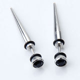 Maxbell 2pcs Cool Mens Earring Ear Stud Stainless Steel Black Agate Fake Plug