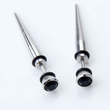 Maxbell 2pcs Cool Mens Earring Ear Stud Stainless Steel Black Agate Fake Plug