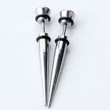 Maxbell 2pcs Cool Mens Earring Ear Stud Stainless Steel Black Agate Fake Plug