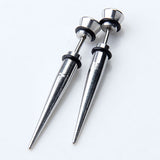 Maxbell 2pcs Cool Mens Earring Ear Stud Stainless Steel Black Agate Fake Plug