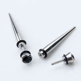 Maxbell 2pcs Cool Mens Earring Ear Stud Stainless Steel Black Agate Fake Plug