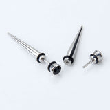 Maxbell 2pcs Cool Mens Earring Ear Stud Stainless Steel Black Agate Fake Plug