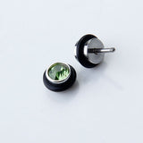 Maxbell 2pcs Mens Earring Ear Stud Stainless Steel Green CZ Crystal Fake Plug