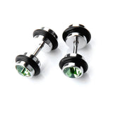 Maxbell 2pcs Mens Earring Ear Stud Stainless Steel Green CZ Crystal Fake Plug