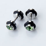 Maxbell 2pcs Mens Earring Ear Stud Stainless Steel Green CZ Crystal Fake Plug