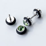 Maxbell 2pcs Mens Earring Ear Stud Stainless Steel Green CZ Crystal Fake Plug