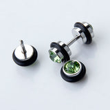 Maxbell 2pcs Mens Earring Ear Stud Stainless Steel Green CZ Crystal Fake Plug
