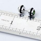Maxbell 2pcs Mens Earring Ear Stud Stainless Steel Green CZ Crystal Fake Plug