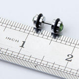 Maxbell 2pcs Mens Earring Ear Stud Stainless Steel Green CZ Crystal Fake Plug