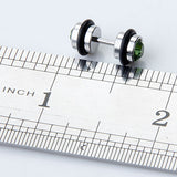 Maxbell 2pcs Mens Earring Ear Stud Stainless Steel Green CZ Crystal Fake Plug
