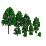 Maxbell 20x12pcs 1.2 inch - 6.3 inch Green Train Set Scenery Landscape Model Tree 1/50