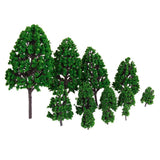Maxbell 20x12pcs 1.2 inch - 6.3 inch Green Train Set Scenery Landscape Model Tree 1/50