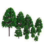 Maxbell 20x12pcs 1.2 inch - 6.3 inch Green Train Set Scenery Landscape Model Tree 1/50