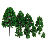 Maxbell 20x12pcs 1.2 inch - 6.3 inch Green Train Set Scenery Landscape Model Tree 1/50