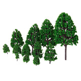 Maxbell 20x12pcs 1.2 inch - 6.3 inch Green Train Set Scenery Landscape Model Tree 1/50