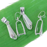 Maxbell 2 Size 40 Silver Plated Pendant Pinch Bails DIY Necklace Jewelry Making Findings