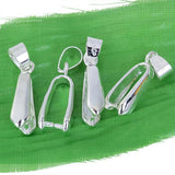 Maxbell 2 Size 40 Silver Plated Pendant Pinch Bails DIY Necklace Jewelry Making Findings