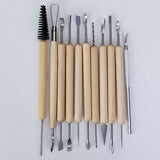 Maxbell 17pcs Wood Handle Wax Pottery Clay Sculpture Carving Modeling Tool DIY Craft Set