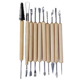 Maxbell 17pcs Wood Handle Wax Pottery Clay Sculpture Carving Modeling Tool DIY Craft Set