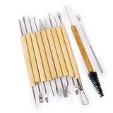 Maxbell 17pcs Wood Handle Wax Pottery Clay Sculpture Carving Modeling Tool DIY Craft Set