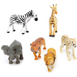 Maxbell Maxbell Lot 6 Plastic Wild Animals Zoo Safari Figure Model Zebra Lion Tiger Elephant