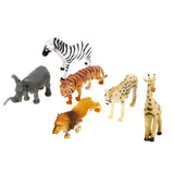 Maxbell Maxbell Lot 6 Plastic Wild Animals Zoo Safari Figure Model Zebra Lion Tiger Elephant