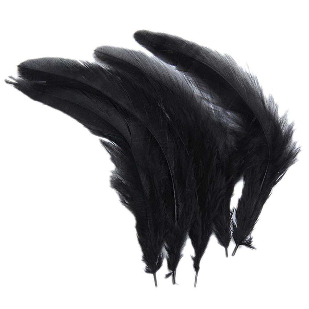 50Pcs Dyed Rooster Feather Handcrafts Making Supplies Cock Feather- Black